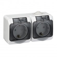 Розетка двойная Schneider Electric Этюд IP44 серая