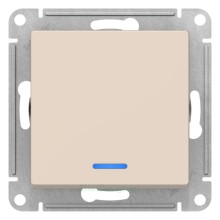 Переключатель 1-клавишный с подсветкой Schneider Electric Atlasdesign бежевый