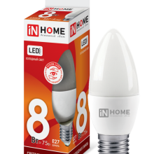 8Вт 6500К Е27 лампа светодиодная IN HOME LED-СВЕЧА-VC 230В 720Лм