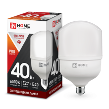 40Вт 6500К Е27 лампа светодиодная IN HOME LED-HP-PRO 230В с адаптером E40 3600Лм