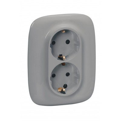Розетка двойная Legrand Valena Allure 2x2K+3 со шторками, алюминий 753926