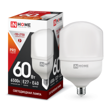 60Вт 6500К Е27 лампа светодиодная IN HOME LED-HP-PRO 230В с адаптером E40 5400Лм
