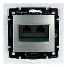 Розетка RJ-45 Legrand Valena Classic двойная, с захватами, алюминий 770231