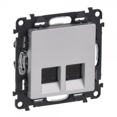 Розетка RJ-45 Legrand Valena Life двойная, cat. 5e, до 100 Мб/с, алюминий 753641