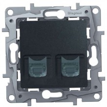 Розетка RJ-11+RJ-45 Legrand Etika антрацит 672652