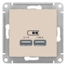 Зарядные устройства USB РОЗЕТКА, 5В, 1 порт x 2,1 А, 2 порта х 1,05 А Schneider Electric Atlasdesign