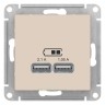 Зарядные устройства USB РОЗЕТКА, 5В, 1 порт x 2,1 А, 2 порта х 1,05 А Schneider Electric Atlasdesign