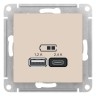 Зарядные устройства USB розетка A+С, 5В/2,4 А, 2х5В/1,2 А Schneider Electric Atlasdesign
