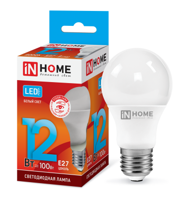 12Вт 4000К Е27 лампа светодиодная IN HOME LED-A60-VC 230В 1080Лм