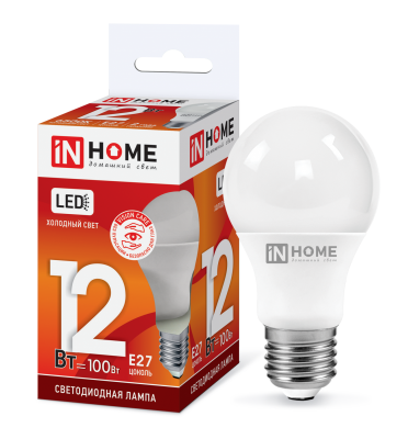 12Вт 6500К Е27 лампа светодиодная IN HOME LED-A60-VC 230В 1080Лм
