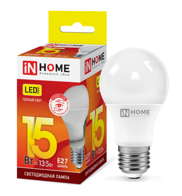 15Вт 3000К Е27 лампа светодиодная IN HOME LED-A60-VC 230В 1350Лм