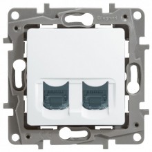Розетка RJ-45 Legrand Etika двойная, cat. 5e, белая 672255