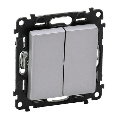 Переключатель двухклавишный Legrand Valena Life алюминий 752608