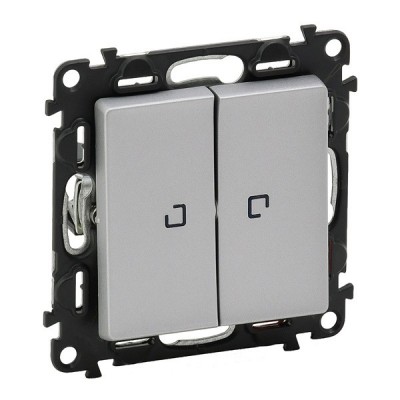 Переключатель двухклавишный Legrand Valena Life с подсветкой, алюминий 752609