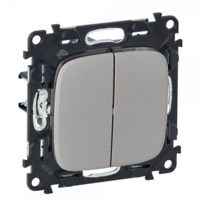 Переключатель двухклавишный Legrand Valena Allure алюминий 752908