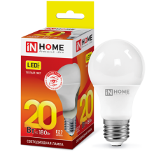 20Вт 3000К Е27 лампа светодиодная IN HOME LED-A60-VC 230В 1800Лм