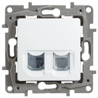 Розетка RJ-11+RJ-45 Legrand Etika белая 672252