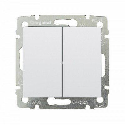 Выключатель двухклавишный Legrand Valena Classic белый 774405