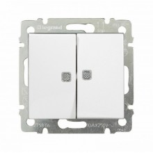 Выключатель двухклавишный Legrand Valena Classic с подсветкой, белый 774428