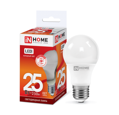 25Вт 6500К Е27 лампа светодиодная IN HOME LED-A65-VC 230В 2250Лм