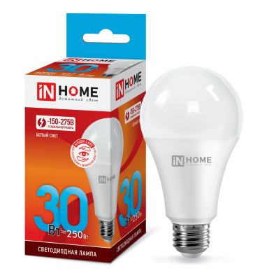 30Вт 4000К Е27 лампа светодиодная IN HOME LED-A70-VC 230В 2700Лм