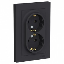 Розетка двухместная с рамкой Schneider Electric Atlasdesign, с заземлением,