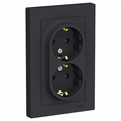 Розетка двухместная с рамкой Schneider Electric Atlasdesign, с заземлением,