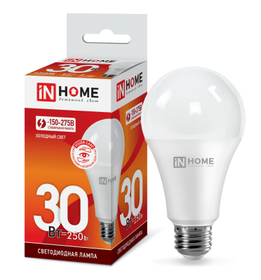 30Вт 6500К Е27 лампа светодиодная IN HOME LED-A70-VC 230В 2700Лм