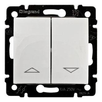 Выключатель под жалюзи Legrand Valena Classic без фиксации, с элек. блокировкой, белый 774414
