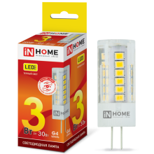 3Вт 3000К G4 лампа светодиодная IN HOME LED-JC-VC 12В 260Лм