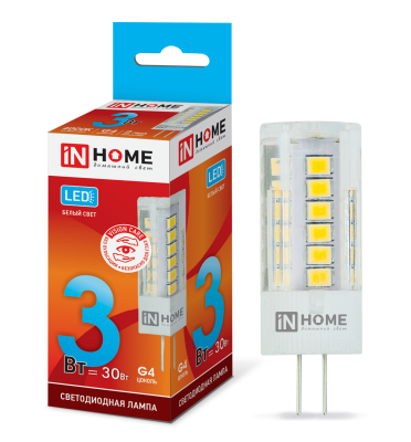 3Вт 4000К G4 лампа светодиодная IN HOME LED-JC-VC 12В 260Лм