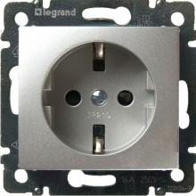 Розетка силовая Legrand Valena Classic 2K+3 с защитными шторками, на винтах, алюминий 770121