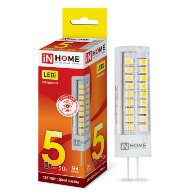 5Вт 3000К G4 лампа светодиодная IN HOME LED-JC-VC 12В 450Лм