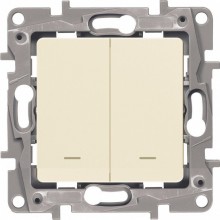Выключатель двухклавишный Legrand Etika с подсветкой, слоновая кость 672304