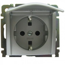 Розетка силовая Legrand Valena Classic 2K+3 с крышкой, на винтах, алюминий 770122