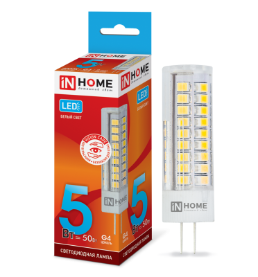 5Вт 4000К G4 лампа светодиодная IN HOME LED-JC-VC 12В 450Лм