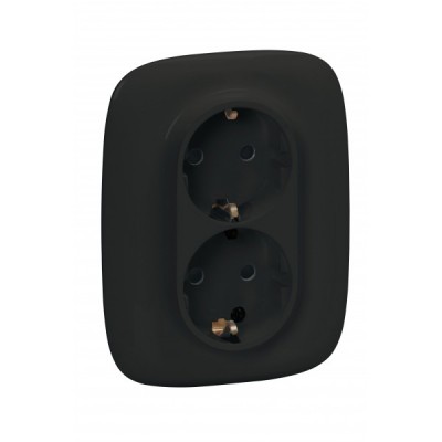Розетка двойная Legrand Valena Allure 2x2K+3 со шторками, антрацит 753936