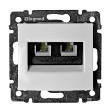 Розетка телефонная Legrand Valena Classic RJ-11, 4 контакта, 2 выхода, белая 774439