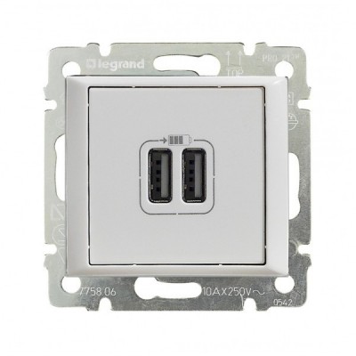 Зарядное устройство Legrand Valena Classic 1500 мА белое 770470