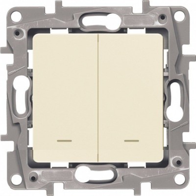 Переключатель двухклавишный Legrand Etika с подсветкой, слоновая кость 672316