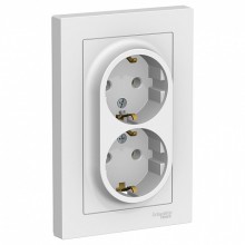 Розетка двухместная с рамкой Schneider Electric Atlasdesign, с заземлением,