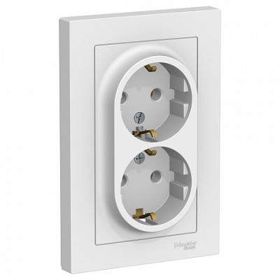 Розетка двухместная с рамкой Schneider Electric Atlasdesign, с заземлением,