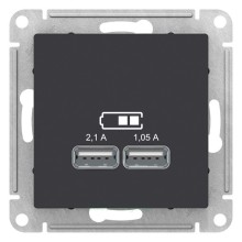 Зарядные устройства USB РОЗЕТКА, 5В, 1 порт x 2,1 А, 2 порта х 1,05 А Schneider Electric Atlasdesign