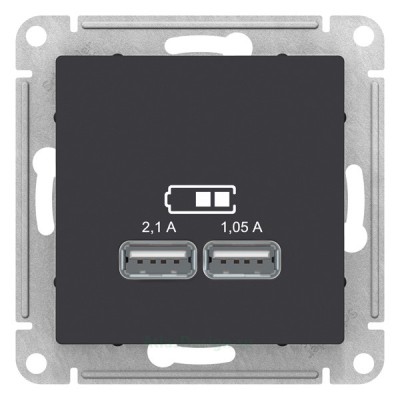 Зарядные устройства USB РОЗЕТКА, 5В, 1 порт x 2,1 А, 2 порта х 1,05 А Schneider Electric Atlasdesign