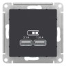 Зарядные устройства USB РОЗЕТКА, 5В, 1 порт x 2,1 А, 2 порта х 1,05 А Schneider Electric Atlasdesign