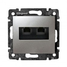 Розетка телефонная Legrand Valena Classic RJ-11, 4 контакта, 2 выхода, алюминий 770139