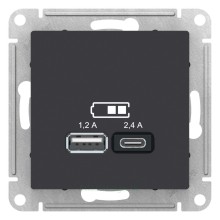 Зарядные устройства USB розетка A+С, 5В/2,4 А, 2х5В/1,2 А Schneider Electric Atlasdesign