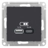 Зарядные устройства USB розетка A+С, 5В/2,4 А, 2х5В/1,2 А Schneider Electric Atlasdesign