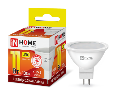 11Вт 3000К GU5.3 лампа светодиодная IN HOME LED-JCDR-VC 230В 990Лм