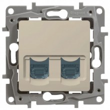 Розетка RJ-45 Legrand Etika двойная, cat. 5e, слоновая кость 672355